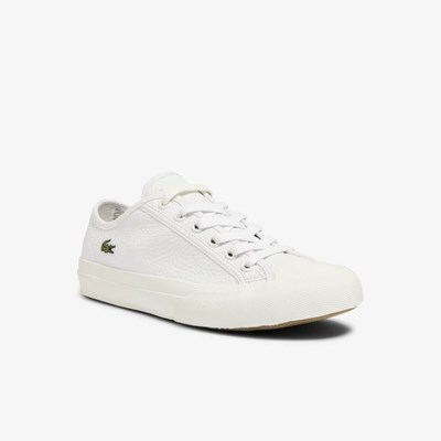 White / Grey Lacoste Topskill Leather Women's Canvas Shoes | VJRQ63715
